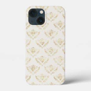 Golden Bumble Bee met kroonpatroon iPhone 13 Mini Hoesje