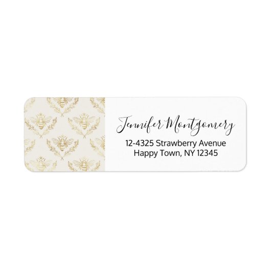 Golden Bumble Bee met kroonpatroon Etiket (Voorkant)