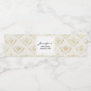 Golden Bumble Bee met kroonpatroonverjaardag Waterfles Etiket
