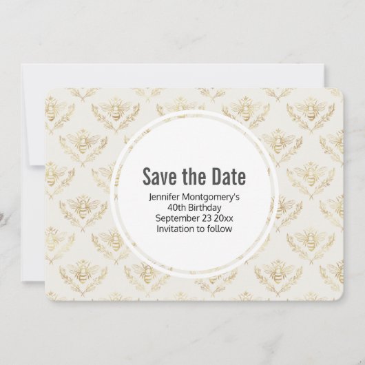 Golden Bumble Bee Pattern bewaart de datum Save The Date (Voorkant)