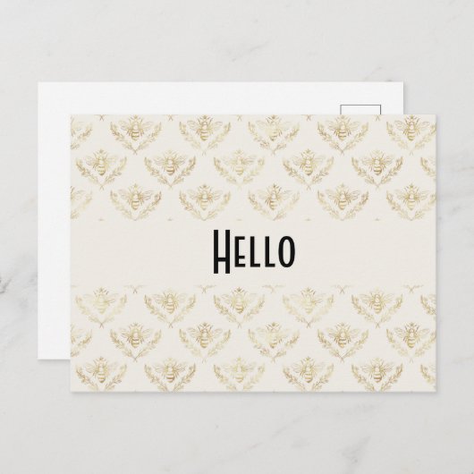 Golden Bumble Bee Pattern Hallo Briefkaart (Voorkant / Achterkant)