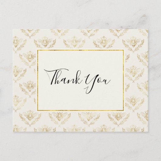 Golden Bumble Bee Pattern Hartelijk dank Briefkaart (Voorkant)