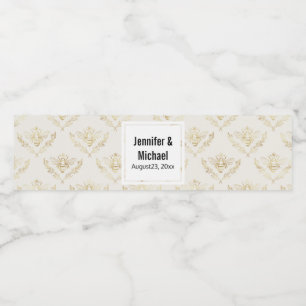 Golden Bumble met een kroonpatroonhuwelijk Waterfles Etiket