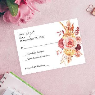 Golden Burgundy Blush Rose Floral no Repas RSVP
