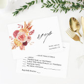 Golden Burgundy Blush Rose Floral w Repas RSVP 2