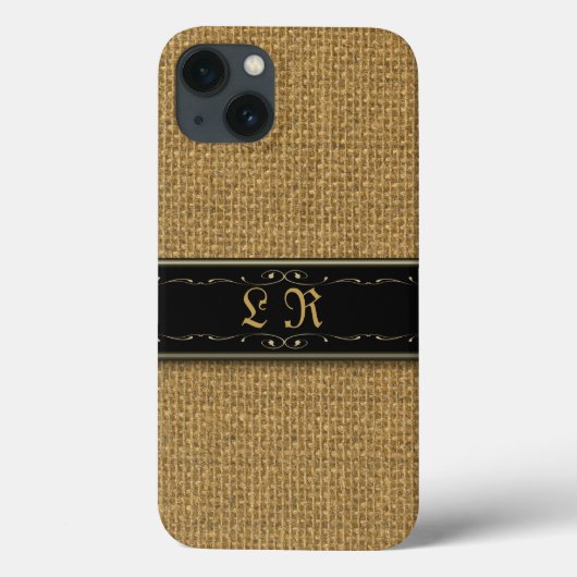 Golden Burlap iPhone 6 Aangepast monogram Hoesje (Achterkant)
