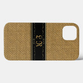 Golden Burlap iPhone 6 Coque Monogramme personnali (Verso (horizontal))