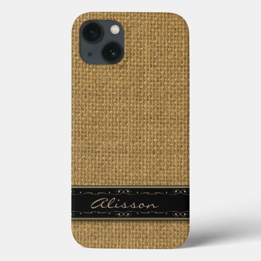 Golden Burlap iPhone 6 Coque Monogramme personnali (Verso)