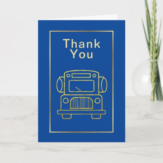 Golden Bus Outline Bus Driver Dank u kaart (Voorkant)
