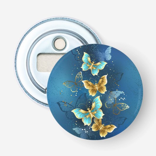 Golden butterflies button flesopener (Voorkant)