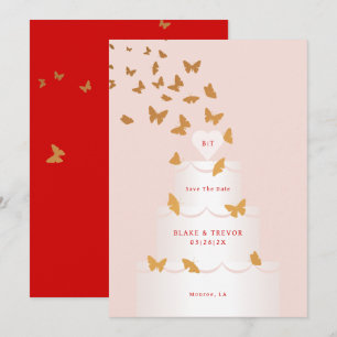 GOLDEN BUTTERFLIES & CAKE BEWAAR DE DATUM KAART