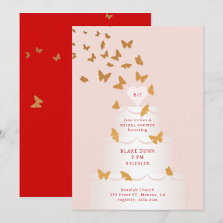 GOLDEN BUTTERFLIES & CAKE VRIJGEZELLENFEEST KAART