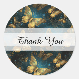 Golden Butterflies Dank u ronde Stickers
