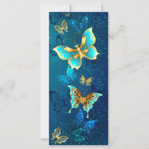 Golden Butterflies op een blauwe achtergrond