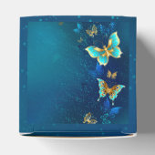 Golden Butterflies op een blauwe achtergrond Bedankdoosjes (Bovenkant)