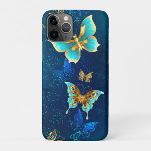 Golden Butterflies op een blauwe achtergrond iPhone 11 Pro Hoesje