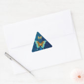Golden Butterflies op een blauwe achtergrond Driehoek Sticker (Envelop)
