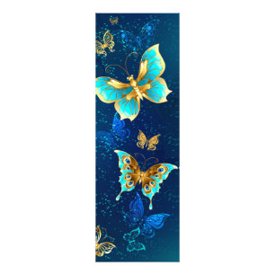 Golden Butterflies op een blauwe achtergrond Foto Afdruk