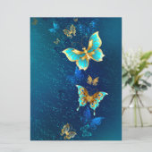Golden Butterflies op een blauwe achtergrond Kaart (Staand voorkant)
