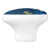 Golden Butterflies op een blauwe achtergrond Keramische Knop (Zijkant)