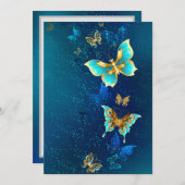 Golden Butterflies op een blauwe achtergrond Menu (Voorkant / Achterkant)