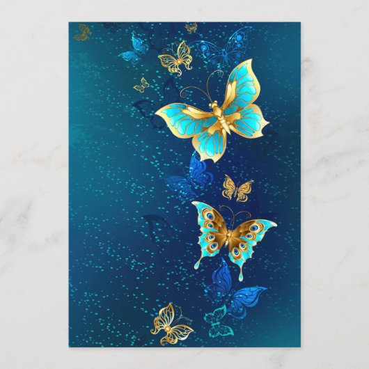 Golden Butterflies op een blauwe achtergrond Menu (Voorkant)