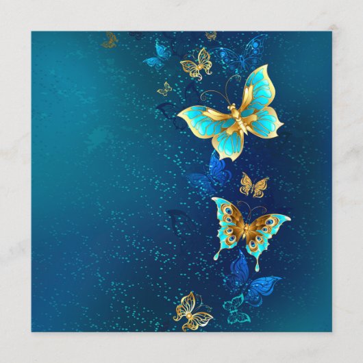 Golden Butterflies op een blauwe achtergrond Menu (Voorkant)