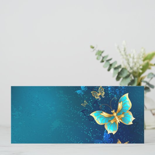 Golden Butterflies op een blauwe achtergrond Menu (Staand voorkant)