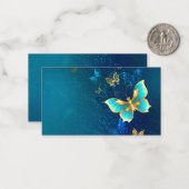 Golden Butterflies op een blauwe achtergrond Notitiekaartje (Voorkant / Achterkant in situ)