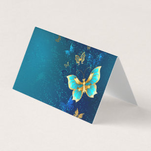 Golden Butterflies op een blauwe achtergrond Visitekaartjes
