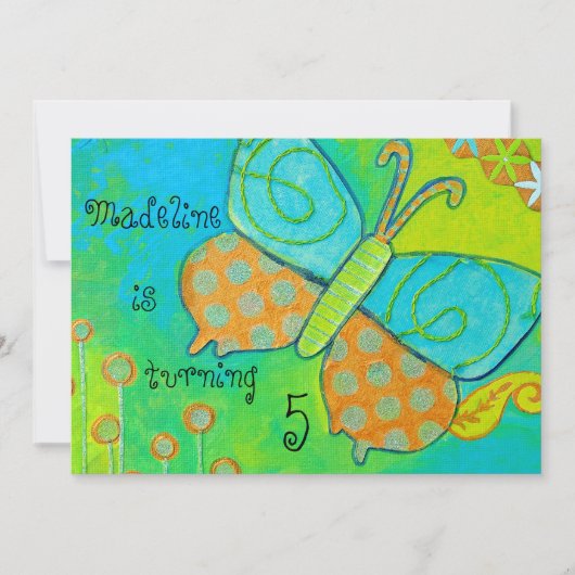 Golden Butterfly Birthday Uitnodiging (Voorkant)