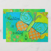 Golden Butterfly Birthday Uitnodiging (Voorkant / Achterkant)