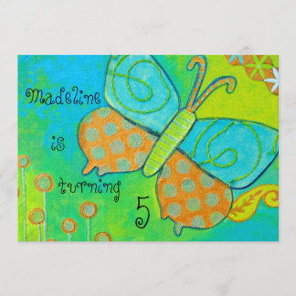 Golden Butterfly Birthday Uitnodiging