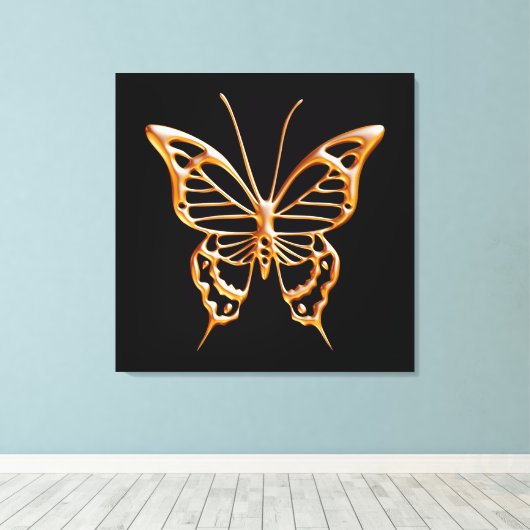 Golden Butterfly Canvas Afdruk (Insitu (Houten vloer))