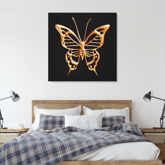 Golden Butterfly Canvas Afdruk (Insitu (Slaapkamer))