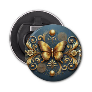 Golden Butterfly Design Button Flesopener