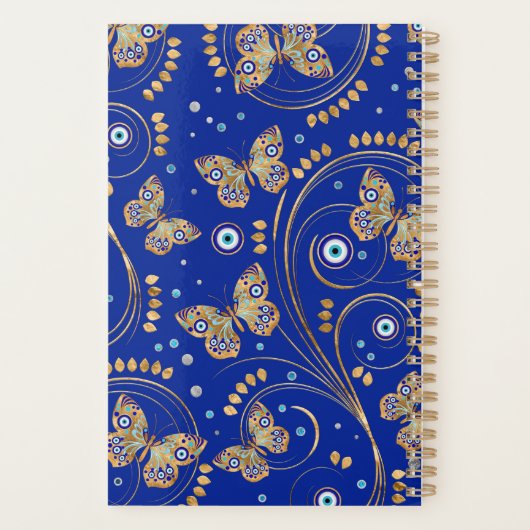 Golden Butterfly Evil Eye Patroon Planner (Achterkant)
