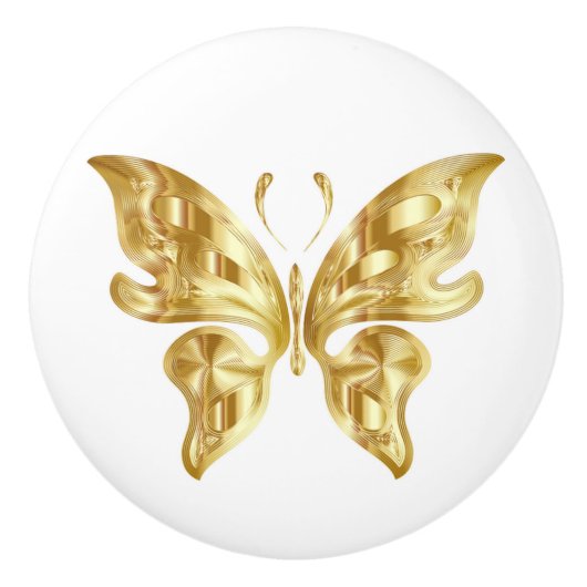 GOLDEN BUTTERFLY KERAMISCHE KNOP (Voorkant)