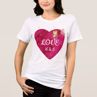 Golden Butterfly Pink Heart Valentine T-Shirt
