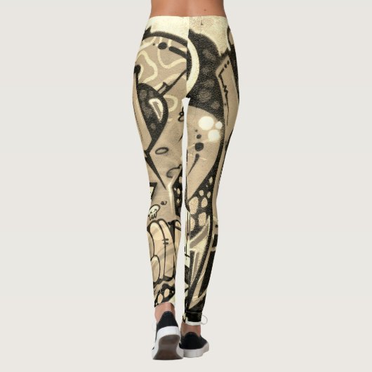 Golden Butterfly Wing Abstract Pattern Leggings (Dos)