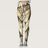 Golden Butterfly Wing Abstract Pattern Leggings (Devant)