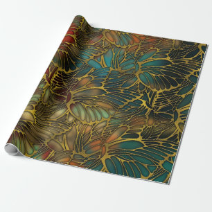Golden Butterfly Wing Pattern Cadeaupapier
