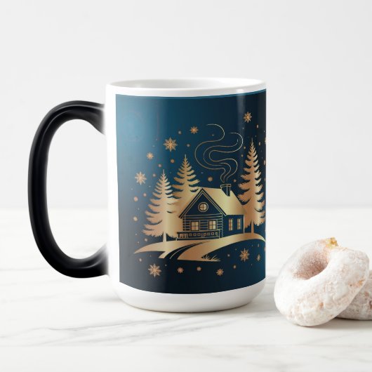 Golden Cabin Blue Morphing Mug (Avec donut)