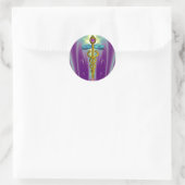 GOLDEN CADUCEUS Medical Symbool Vibrant Paars Ronde Sticker (Tas)