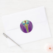 GOLDEN CADUCEUS Medical Symbool Vibrant Paars Ronde Sticker (Envelop)