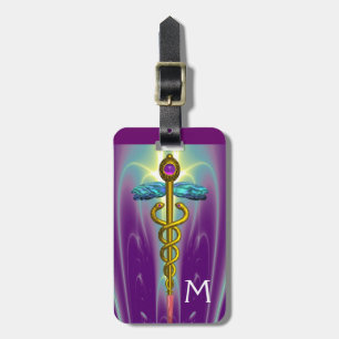 GOLDEN CADUCEUS SYMBOL MONOGRAM Paars Green Bagagelabel