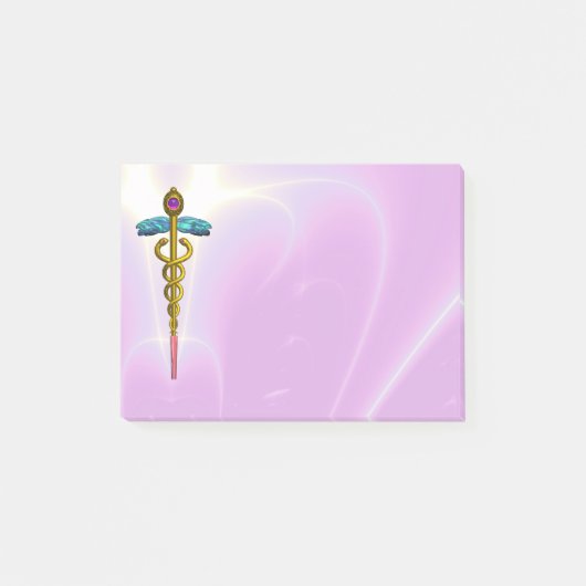 GOLDEN CADUCEUS SYMBOL MONOGRAM Pink Post-it® Notes (Voorkant)