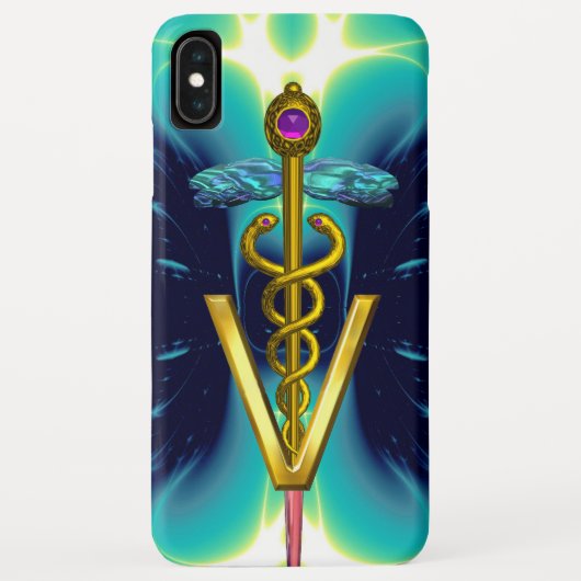 GOLDEN CADUCEUS VETERINAIR SYMBOOL / Blauwgroen bl Case-Mate iPhone Case (Achterkant)
