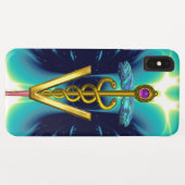 GOLDEN CADUCEUS VETERINAIR SYMBOOL / Blauwgroen bl Case-Mate iPhone Case (Achterkant (horizontaal))