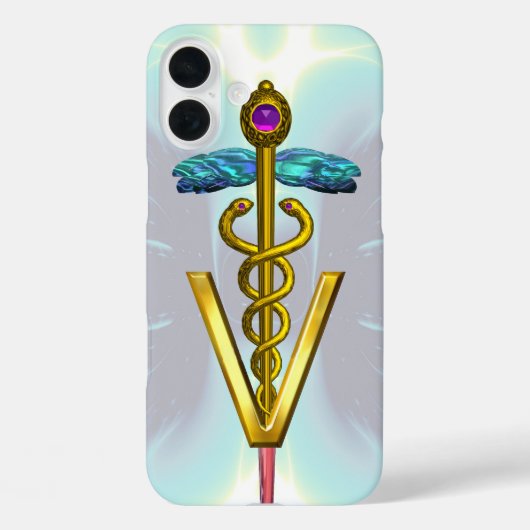 GOLDEN CADUCEUS VETERINAIR SYMBOOL Licht Blauw Bla Case-Mate iPhone Case (Achterkant)
